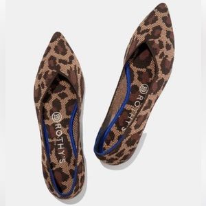 Rothy’s The Point Wild Cat Retired Leopard Print Flats Slip On shoes size 8.5